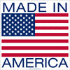 an American flag with the words Made in above it, and America below it.