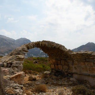 ruins of early Christian necropolis on Telendos island (Dodecanese islands, Greece)