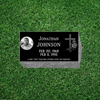 Single Black Granite Pillow Marker Headstone Free Photo 20x10x6