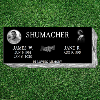 Companion Black Granite Pillow Marker Headstone 30x10x6