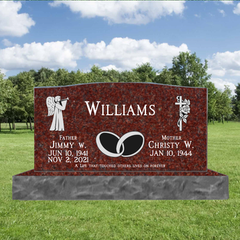 RED Companion Upright Headstone Monument (Corner Designs) 36inch top 46inch base