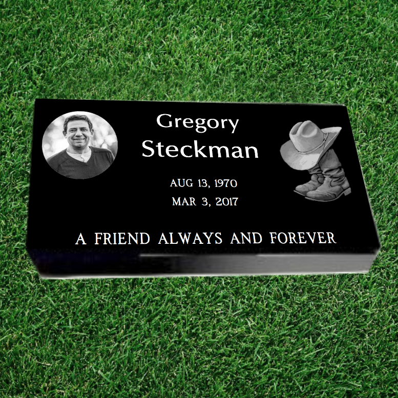 Black Granite Headstone (Larger Size).... 28" Long x 16" Wide x 4" Thick