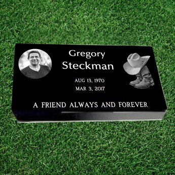 Black Granite Single Headstone (Larger Size).... 28" Long x 16" Wide x 4" Thick