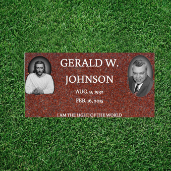 RED Granite GrassMarker Headstones 24" Long x 12" Wide x 4" Thick