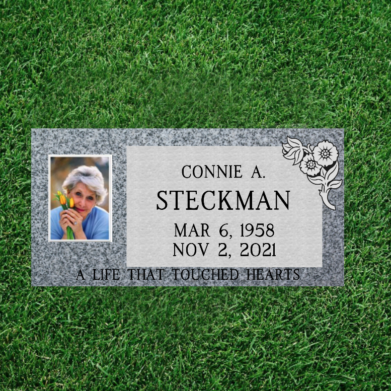 Grey Granite Grass Marker Headstones 24 Wide x 12 Deep x 4 Thick