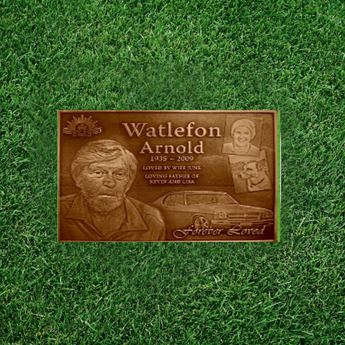 3D Image Single Bronze Headstone - 24"x12" Mounted on 28x16 Granite