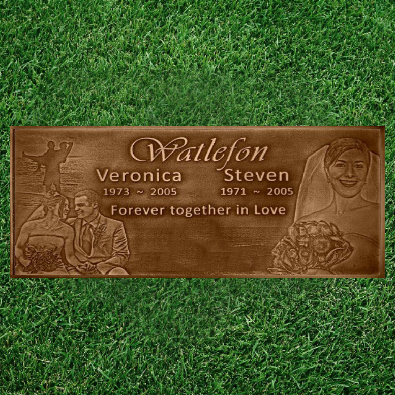 3D Image companion Bronze Headstone 36"x13" Mounted on 40x17 Granite