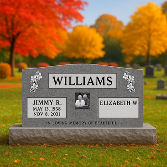 Grey Companion Headstone / Top 36"x6"x20" Base 46"x12"x6"