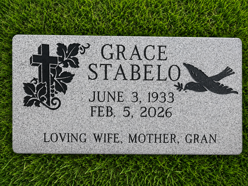 SPECIAL! Grey Granite Flat Headstone  / 20" Long x 10" Wide x 3" Thick