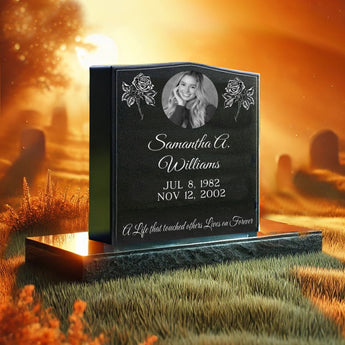 Black Granite Single Headstone 20inch Top 30inch Base 30% OFF!! 20x6x20