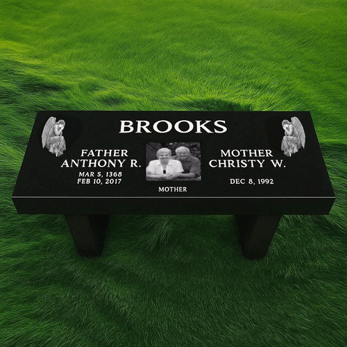 FLASH SALE! Memorial Bench companion Headstone Seat / 36" x 14" x 4", Two Legs: 12" x 4" x 14"
