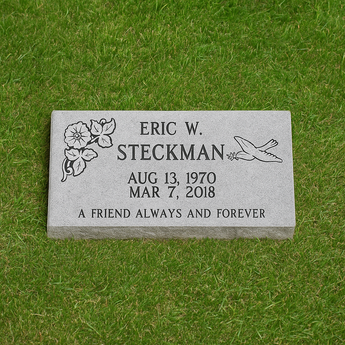Grey Granite Headstones (SPECIAL!!) Grass Level  / 20" Long x 10" Wide x 3"