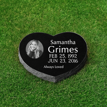 Forever Heart Black Single Granite marker 16x16
