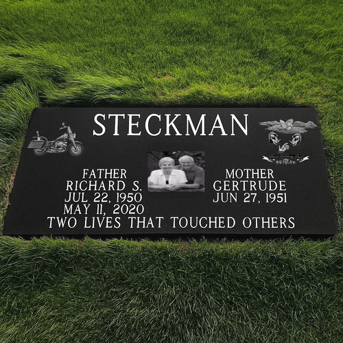Over Stocked Sale! Elegant Black Granite Companion – Flat Headstone Marker / 36" x 12" x 4"