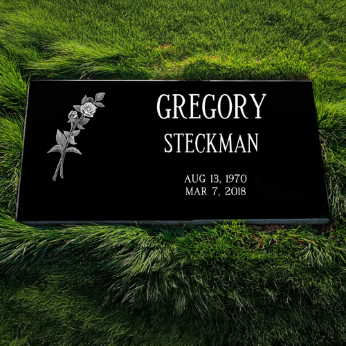 $199 Black Granite Single Headstone / 10" Long x 6" Wide x 2" Thick