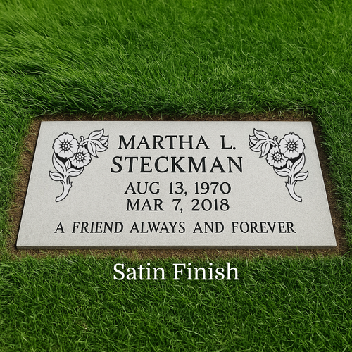 Beautiful Grey Granite Single Headstone / 24 Wide x 12 Deep x 4 Thick
