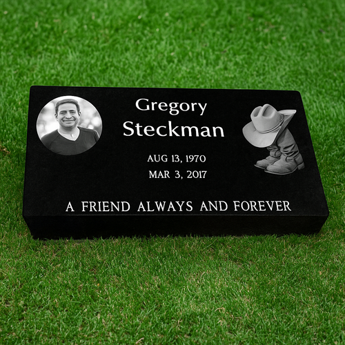 Black Granite Single Headstone (Large) / 28" Long x 16" Wide x 4" Thick