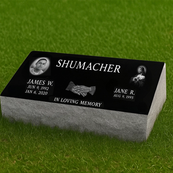 Companion Black Granite Pillow Marker Headstone / 30x10x6