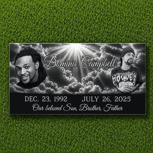 Heaven Collage - Flat Granite Single Headstone / 24" x 12"