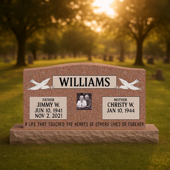 Pink Companion Monument Headstone / Top 36"x6"x20" Base 46"x12"x6"