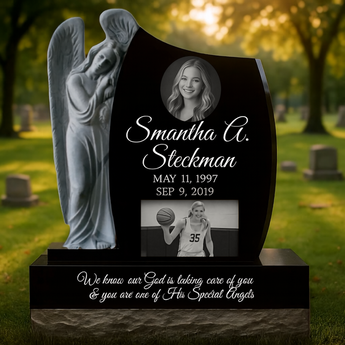 Standing Angel Headstone / Top 24"x6"x30" Base 34"x12"x6"
