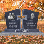 Beautiful Bahama Blue Wing Cross Headstone