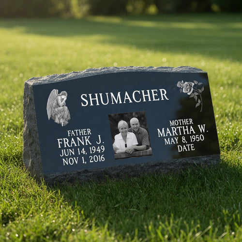 Black Granite Companion Slant Marker Headstone / 30" x 10" x 16"