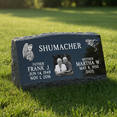 Black Granite Companion Slant Marker Headstone / 30