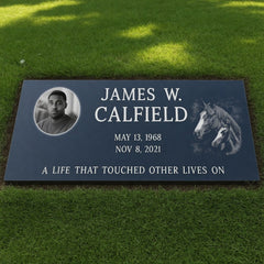 Black Granite (Free Photo!) Single Flat Headstone / 20