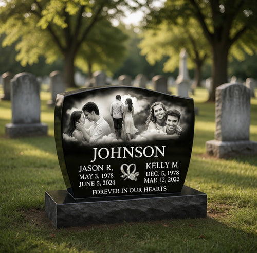 2 Person Heavenly French Curve **LOW PRICE** double headstone / Top 30"x6"x24" Base 40"x12"x6"