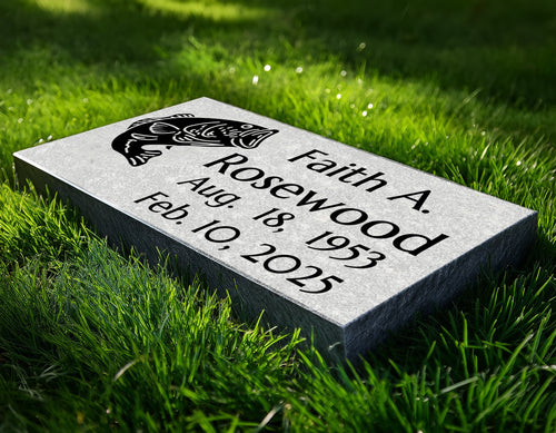 Grey Granite single Headstone / 16" x 8" x 3"