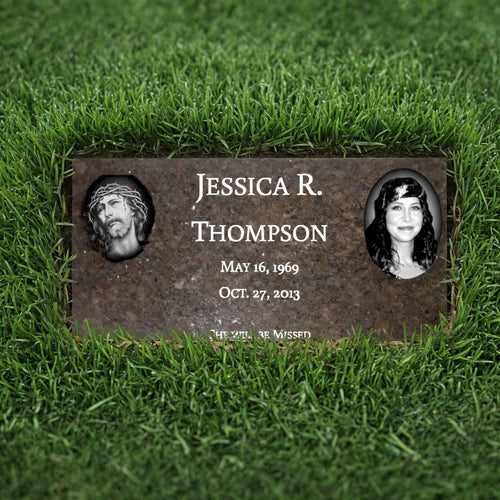 Mahogany Grass-Level Single Headstone / 24" Long x 12" Wide x 4" Thick
