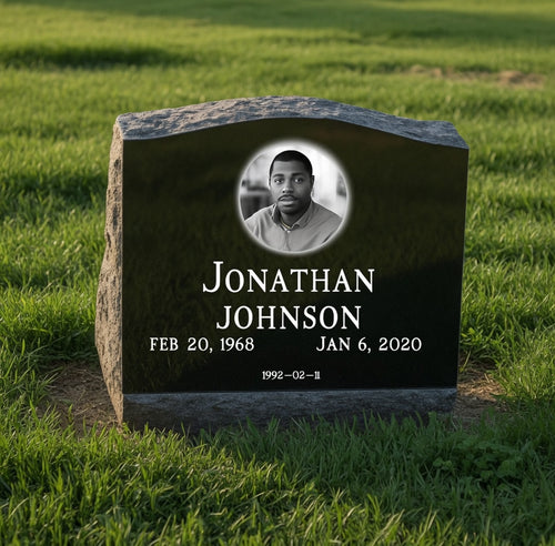 Flash Sale! $1,599 Black Granite Slant Headstone - Single / 20" x 10" x 16"